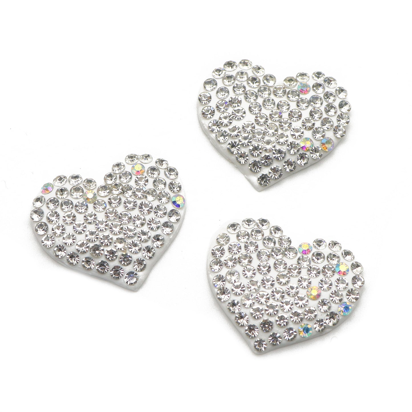 1Pc Faux Rhinestone Polymer Clay Beads Heart Shaped Plain Solid Color 3D Flatback Resin Cabochons for DIY Jewelry Making, Earrings, Bracelets, Keychains, Festive Decor, Phone Cases, Hair Accessories - Crafting Accessories