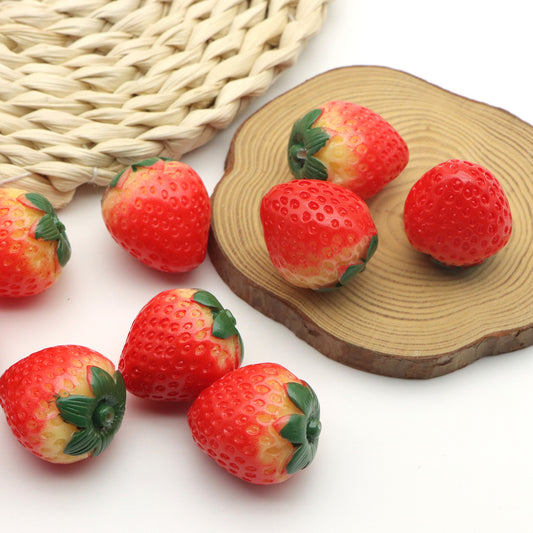 1pcs 3d Resin Strawberry Fruit Beads Cabochon Charms for DIY Keychains,Earrings Necklace Bracelet Jewelry Accessories
