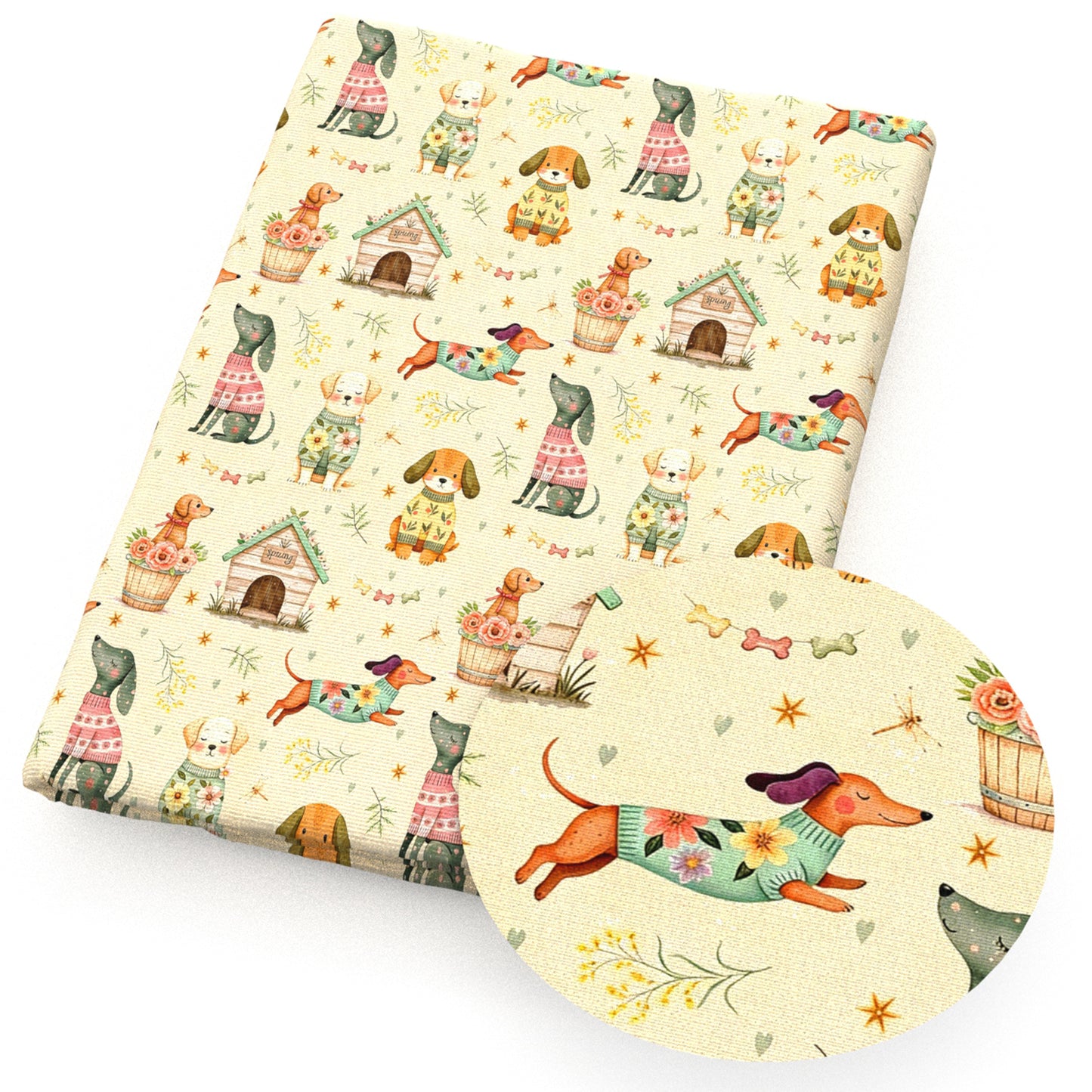 dogpuppy flowerfloral leaf leaves tree fabric