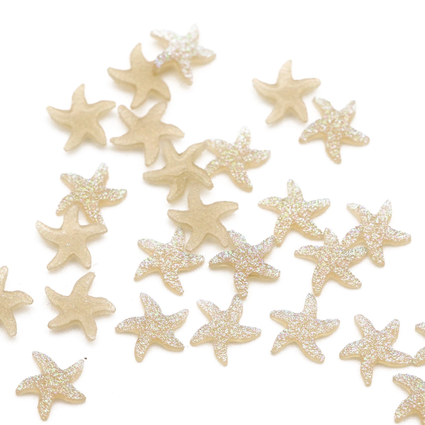 20pcs Glitter Starfish Nail Charms - Transparent Acrylic Beads, Flatback Skeleton Cabochons for DIY Nail Art & Craft Decorations