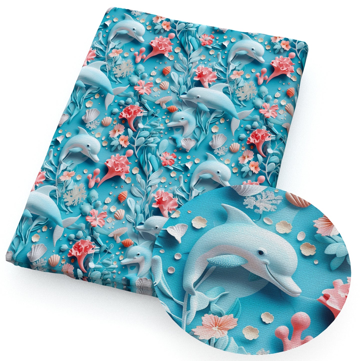 4Pc/set 7.87x7.87inch(20x20cm) Dolphin series Precut Quilting Fabric Fat Quarter Fabric Bundle, Polyester Quilting Squares for Patchwork, DIY Crafts Projects, DIY Wallet Making