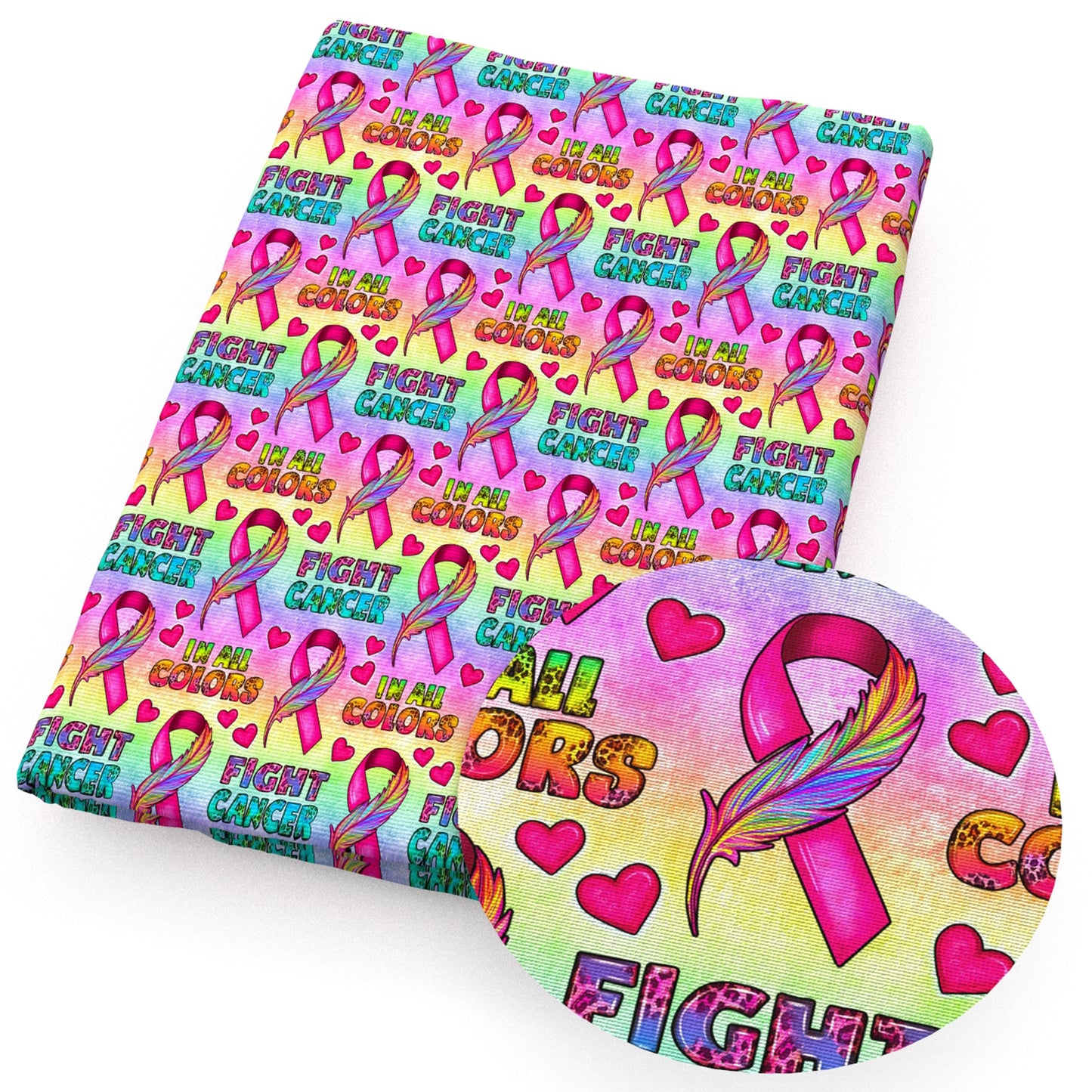breast cancer heart love fabric
