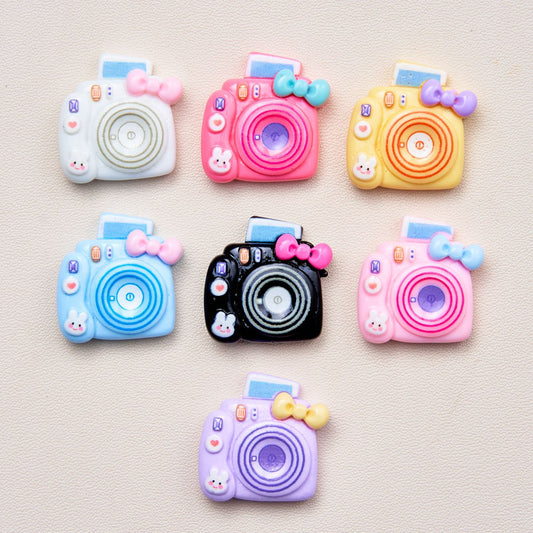 5Pcs Camera Bows Acrylic Charms, Flatback Resin Cabochons for DIY Jewelry, Earrings, Bracelets, Keychains, Festive Decor, Homemade Gifts, Phone Cases, Water Bottles, Hair Accessories - Crafting Accessories