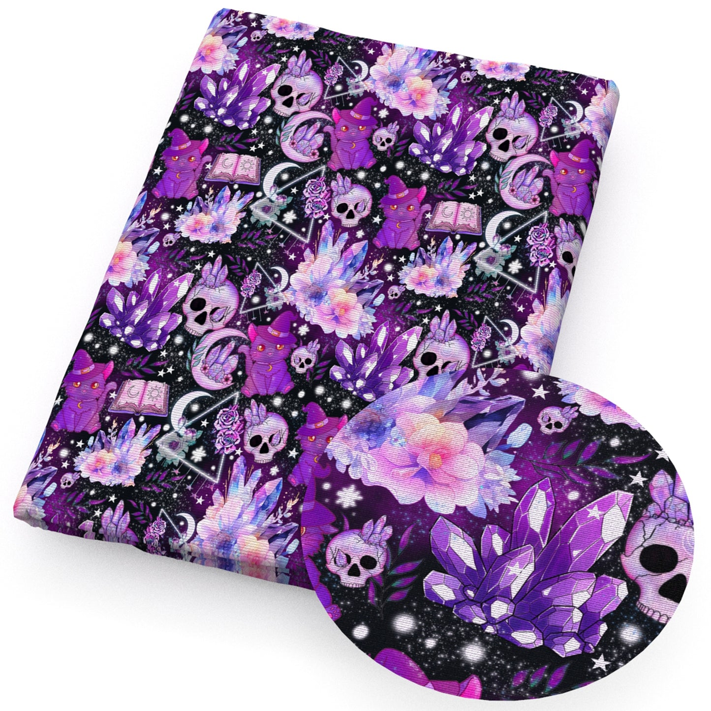 halloween cat skull ghost skeleton bones fabric
