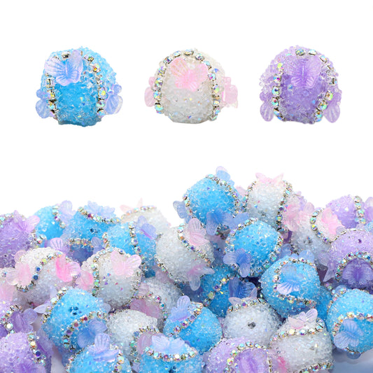 1Pc Rhinestone Faux Crystal Beads Butterfly Shaped Loose Spacer Acrylic Beads with Hole for Jewelry Making DIY Bracelet Necklace Chain Earrings Charm Bangle Decors Craft Supplies
