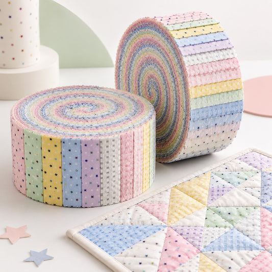 10pcs Vintage Solid Star Theme Jelly Roll Fabric Strips 2.5X19.7inch Pre-Cut 100% Polyester For Patchwork Quilts, Table Runners, Placemats, Tote Bags, Storage Pouches, Makeup Bags, Coasters, Quilt Blocks & Binding