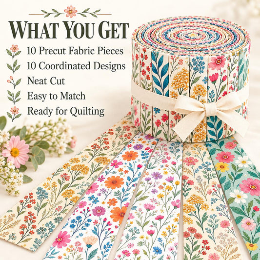 10pcs Vintage Floral Pattern Jelly Roll Fabric Strips 2.5X19.7inch Pre-Cut 100% Polyester For Patchwork Quilts, Table Runners, Placemats, Tote Bags, Storage Pouches, Makeup Bags, Coasters, Quilt Blocks & Binding