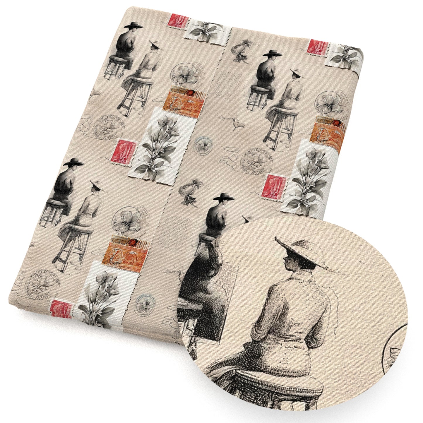 stamp flowerfloral newspaper obsolescence fabric