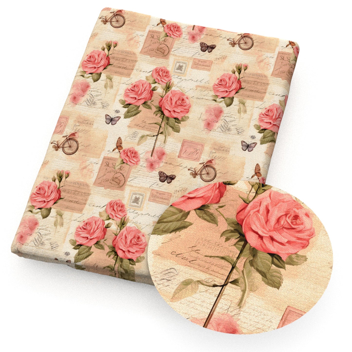 flowerfloral butterfly letters alphabet bicycle stamp fabric