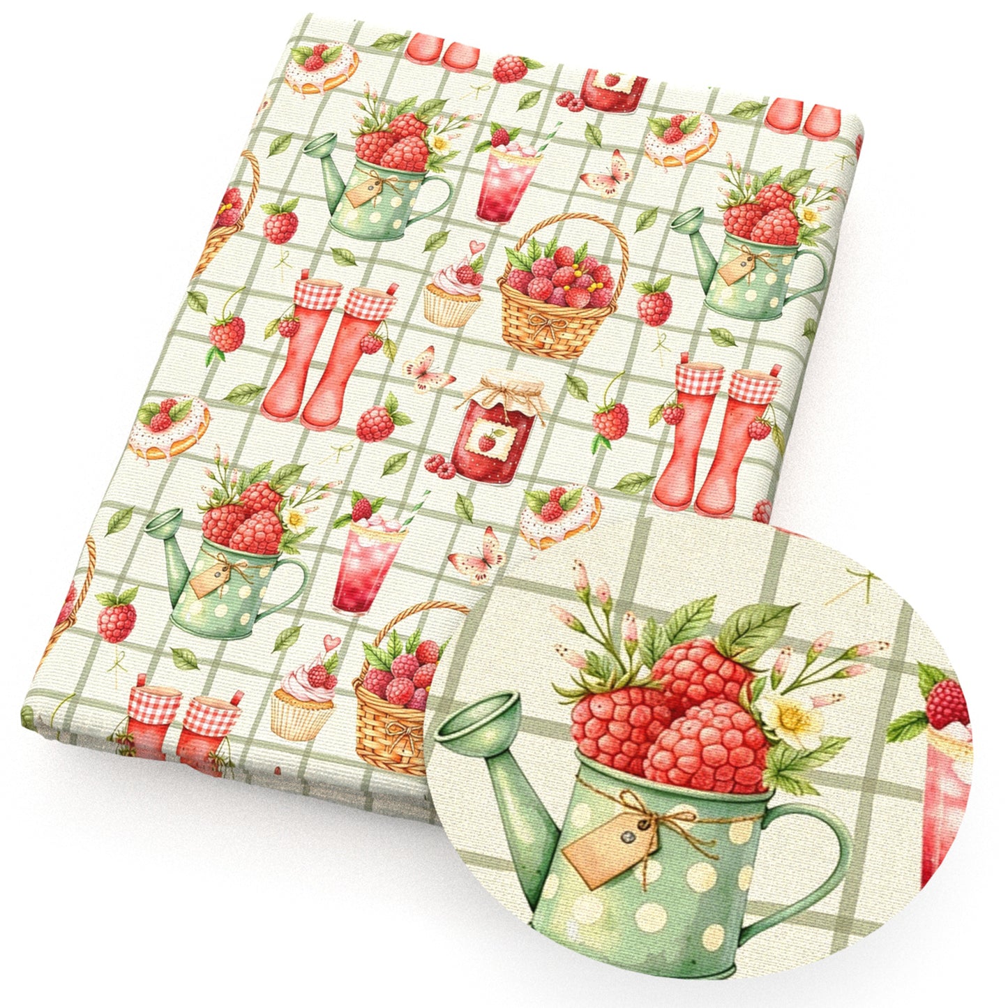 plaid grid raspberrytayberry cake cupcake ice creampopsicle butterfly fabric