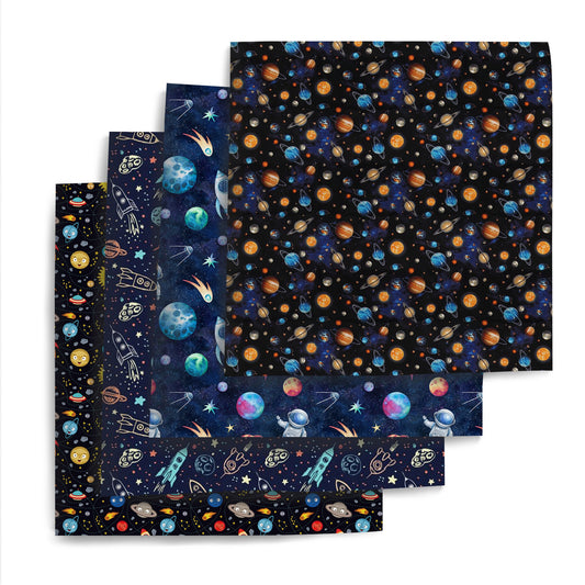 4Pc/set 7.87x7.87inch/19.68x17.7inch Planet Solar System Galaxy series Precut Quilting Fabric Fat Quarter Fabric Bundle