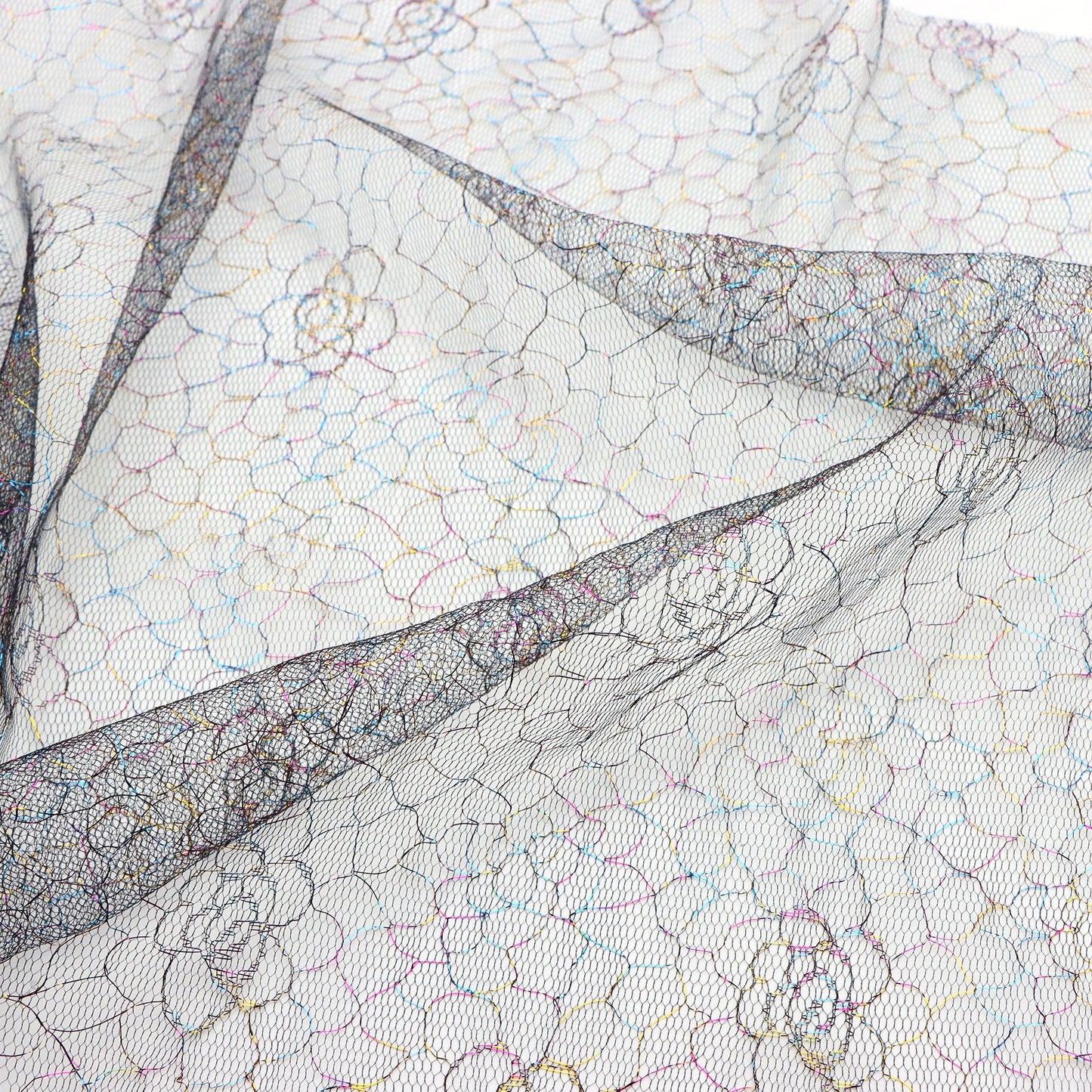 1pcs 19.68*62.99in colored flower patten Mesh Gauze Fabric - 100% Polyester Mesh Ideal for DIY Bows, Backdrops, Bags, Sofa Covers, Curtains, and Crafts, Hand Wash Only, Sewing Supplies for Crafting