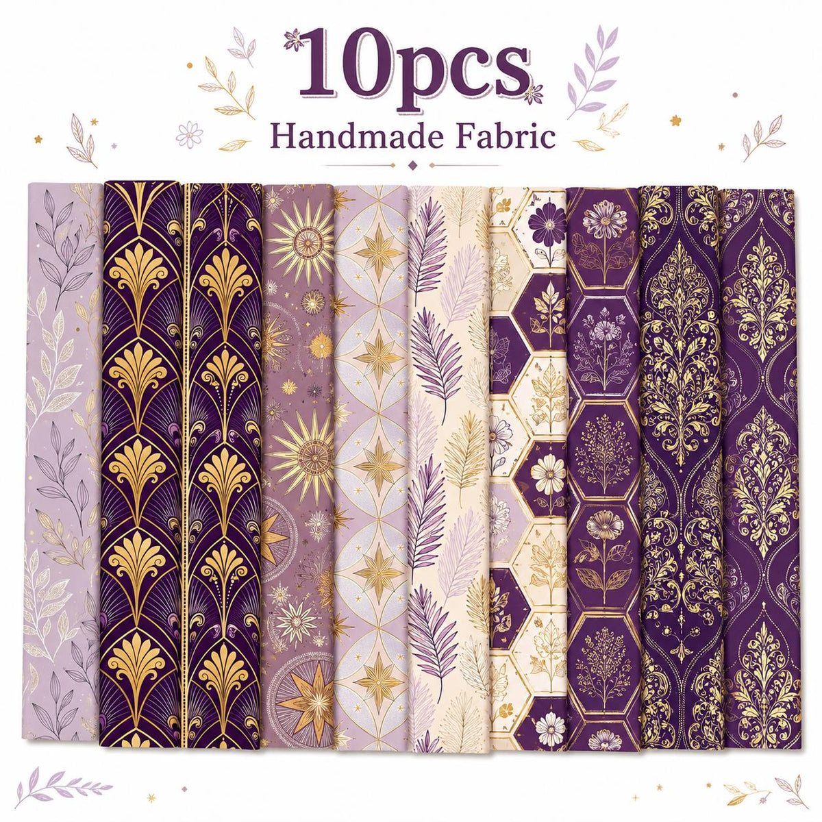 10pcs Vintage Floral Leaf Pattern Jelly Roll Fabric Strips 2.5X19.7inch Pre-Cut 100% Polyester For Patchwork Quilts, Table Runners, Placemats, Tote Bags, Storage Pouches, Makeup Bags, Coasters, Quilt Blocks & Binding