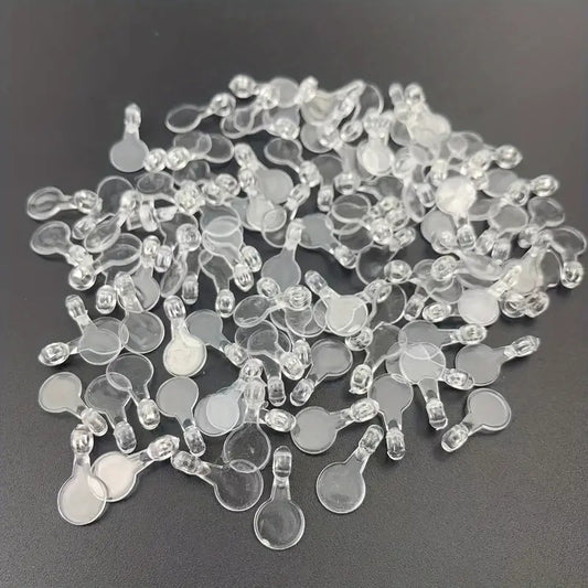 About 30pcs/pack Glue On Pendant Bails, Flat Round, Acrylic Transparent Cabochon Pendants, Flat Pad Pendants Charms For Craft Jewelry Making