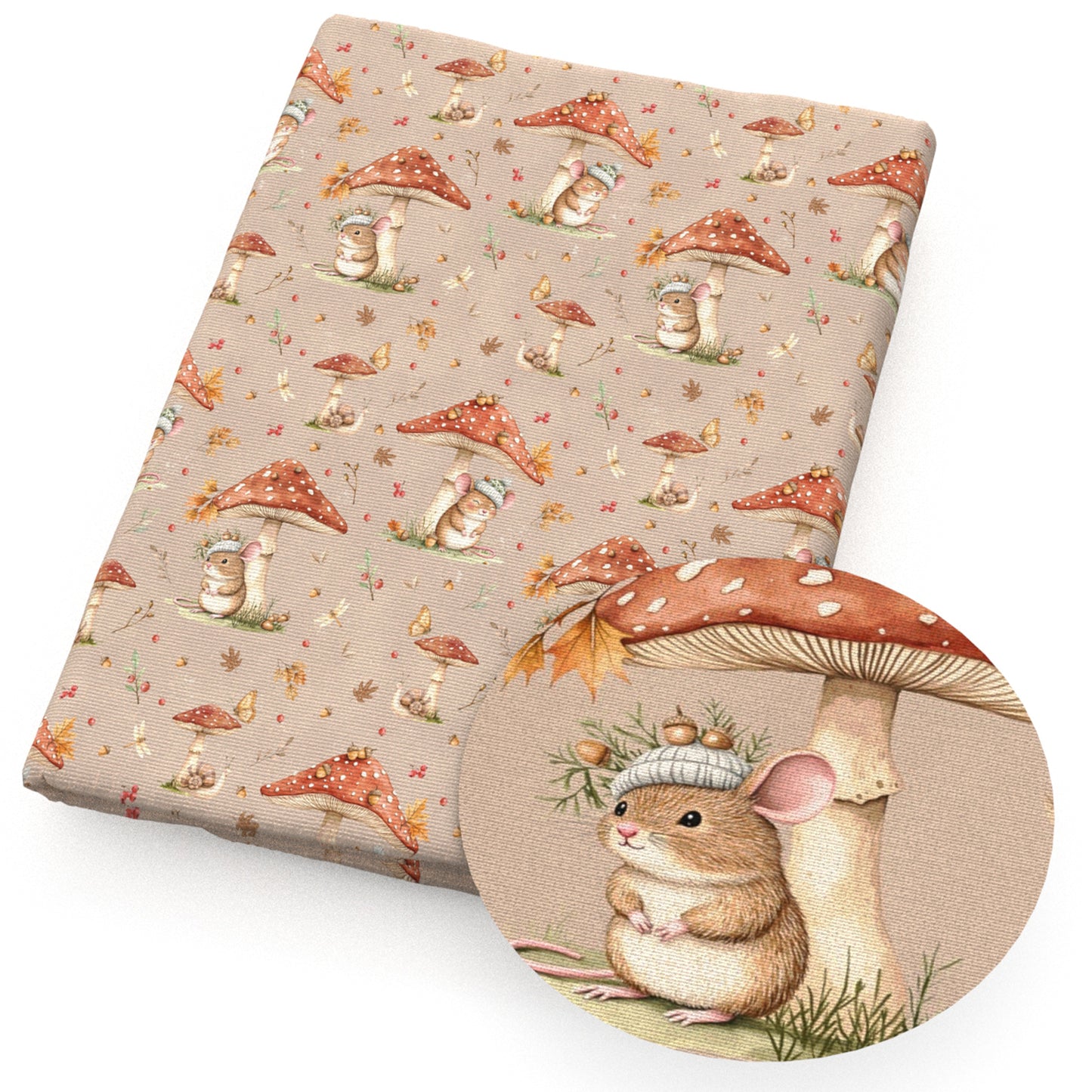 mushroom snails butterfly mouse fabric