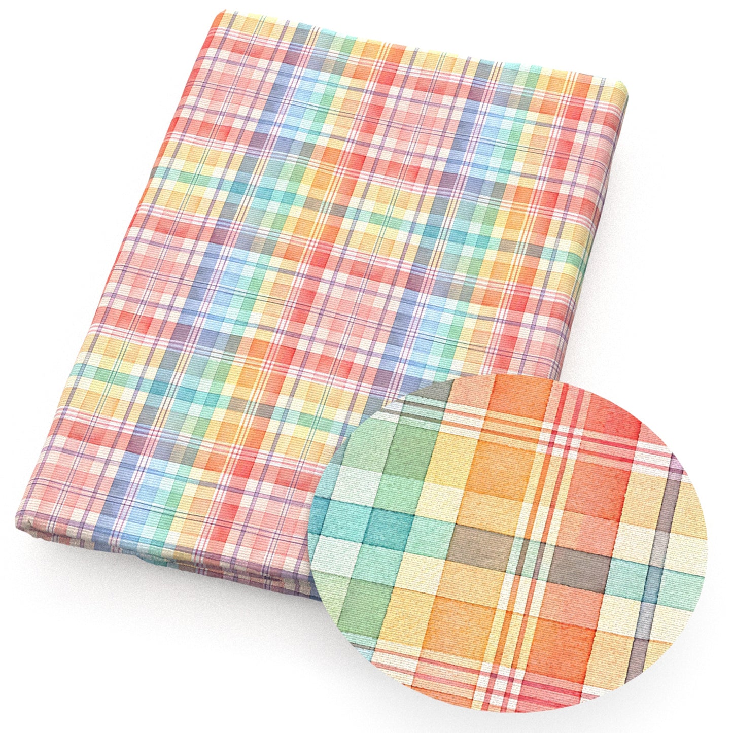 plaid grid rainbow fabric