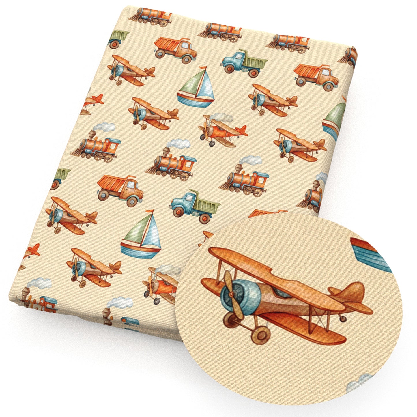 plane the train sailboat fabric