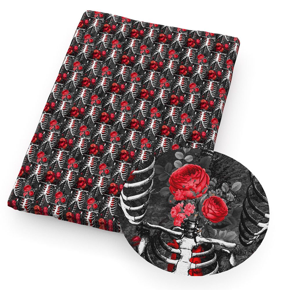 flowerfloral halloween skull ghost skeleton bones fabric