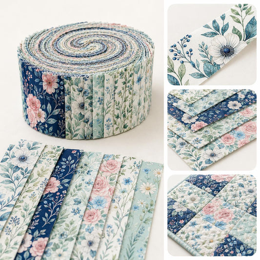 10pcs Vintage Floral Pattern Jelly Roll Fabric Strips 2.5X19.7inch Pre-Cut 100% Polyester For Patchwork Quilts, Table Runners, Placemats, Tote Bags, Storage Pouches, Makeup Bags, Coasters, Quilt Blocks & Binding