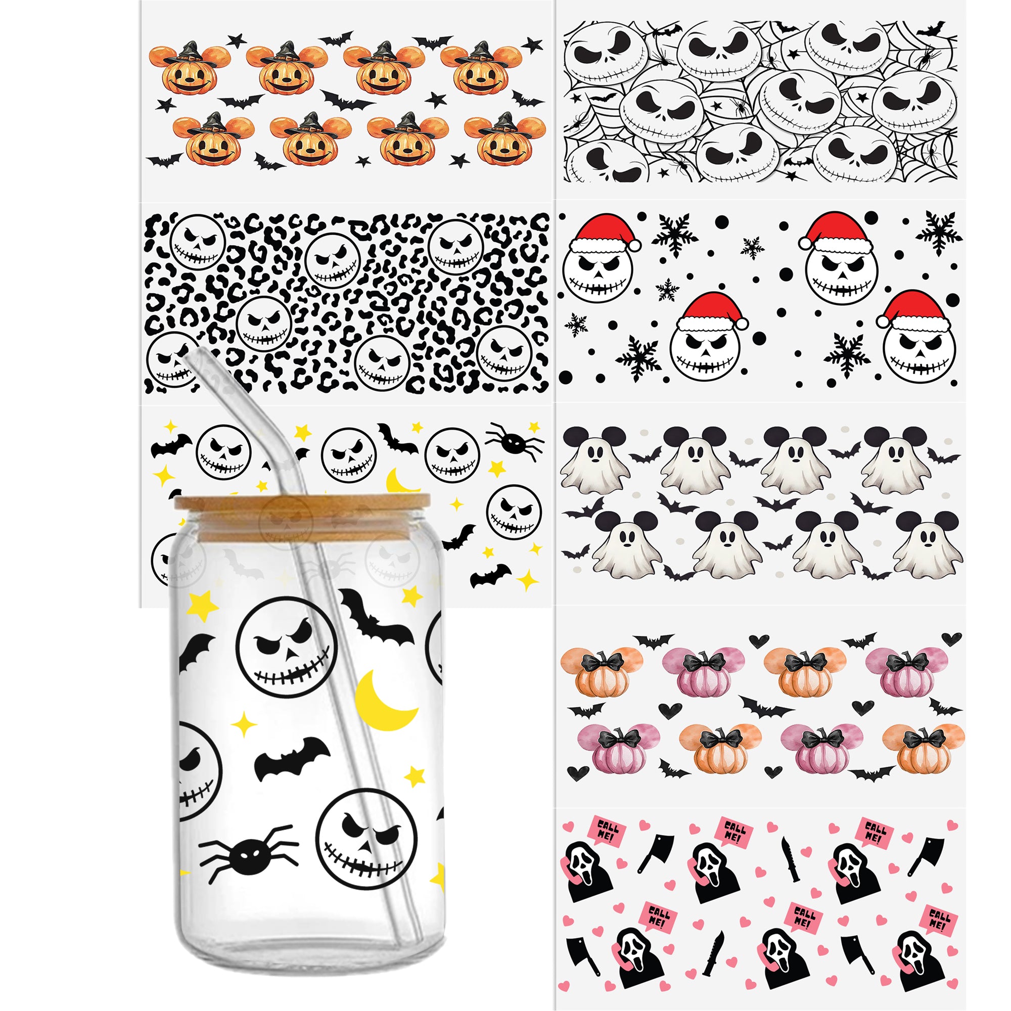 Uv Dtf Cup Wraps for 16 oz Halloween Pumpkin 9 Sheets Decals Bulk Uvdtf  Transfer Stickers, DTF Wraps Glass Stickers for Cups, Ready to Press Apply  Uv