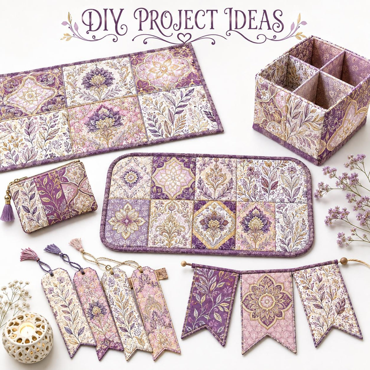 10Pc/Set Flower Purple Series Leaves Fat Quarter Fabric, Pre-Cut Square Fabric Assort, Fabric Set, Craft Fabric, Handmade DIY Patchwork Fabric,Home Quilting Sewing Fabric, Packaging Fabric, Scrapbooking Craft Hobbyist