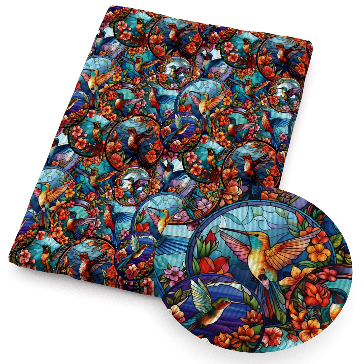 flowerfloral bird roundoval color series fabric