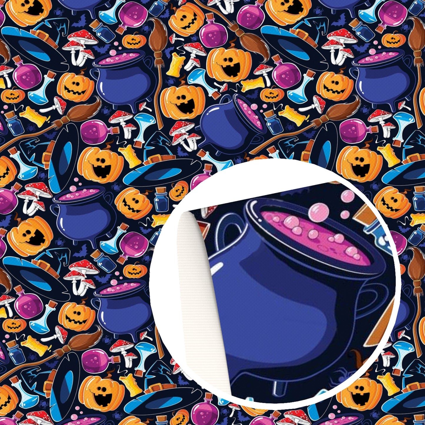 halloween pumpkin mushroom broom fabric