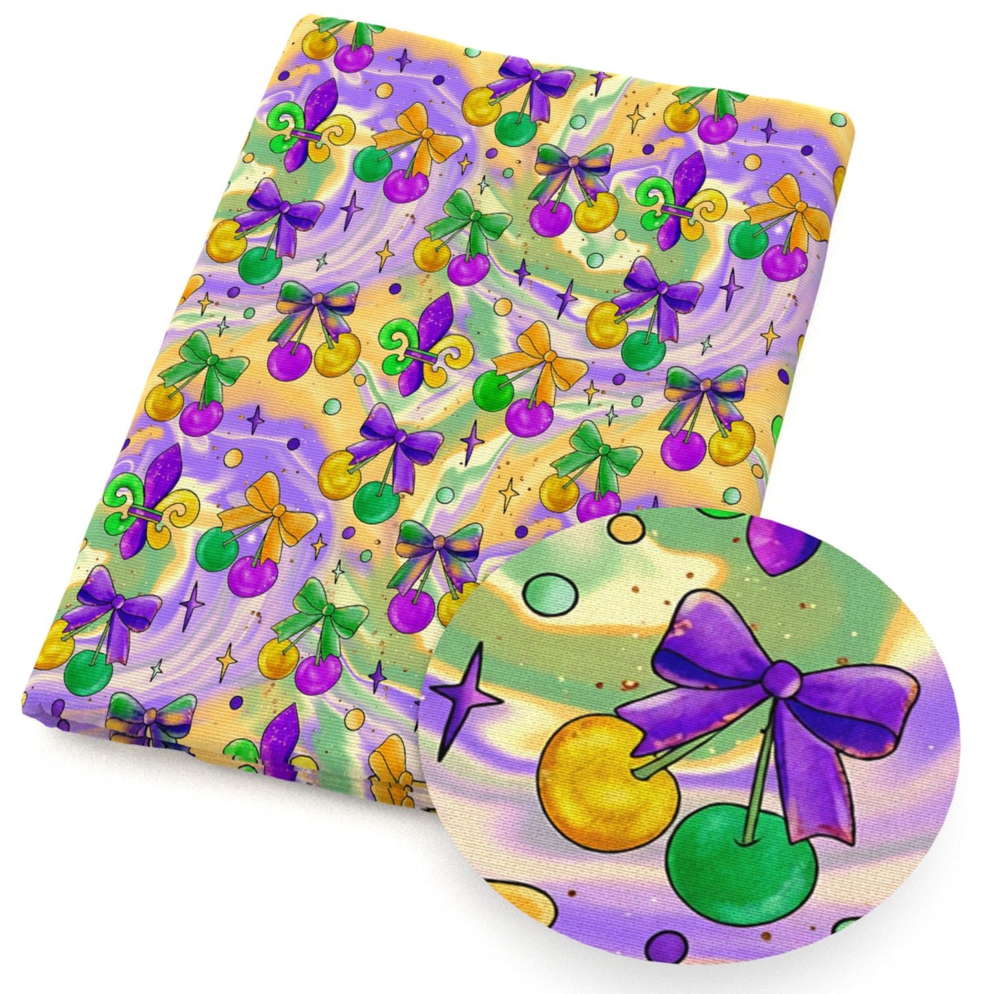 tie dye cherry mardi gras fabric