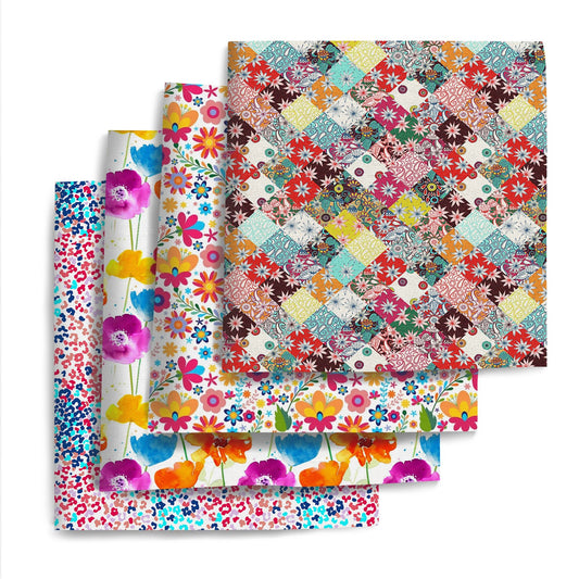 4Pc/set 7.87x7.87inch(20x20cm) flower series Precut Quilting Fabric Fat Quarter Fabric Bundle