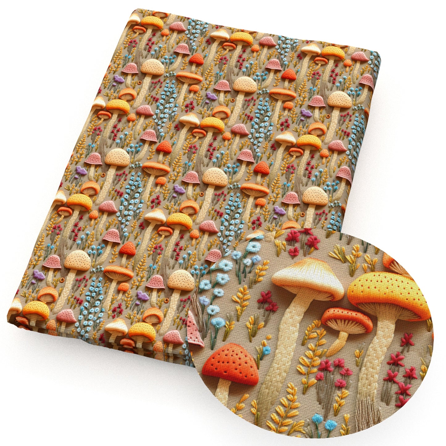 imitation embroidery series mushroom fabric
