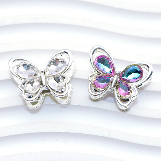 1Pc Faux Rhinestone Acrylic Beads Butterfly Shaped Solid Color Loose Spacer Beads with Hole for Jewelry Making DIY Bracelet Necklace Chain Earrings Charm Bangle Decors Craft Pen Supplies