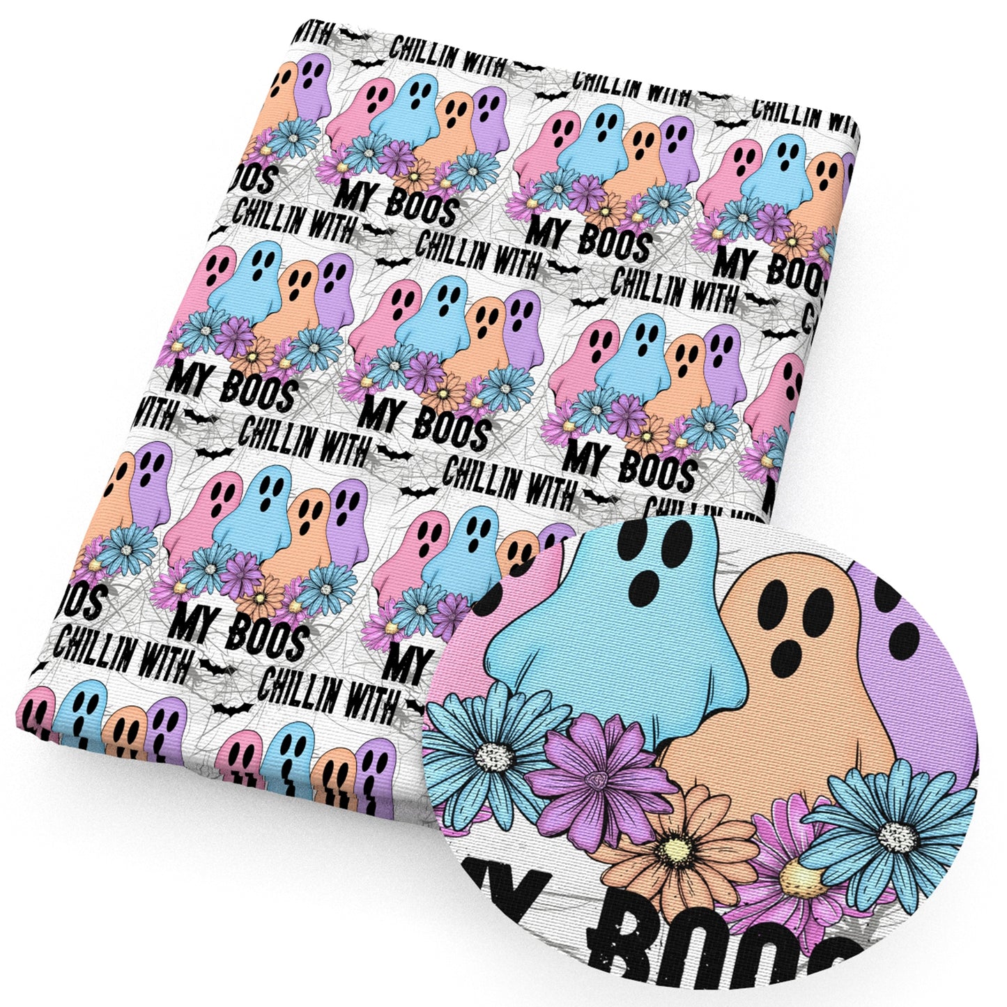 halloween skull ghost skeleton bones fabric