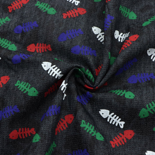 1Pc Dog Bones Pre-Washed Denim Fabric - 57x19.68inch(145x50cm) DIY Crafts Projects, DIY Wallet Making