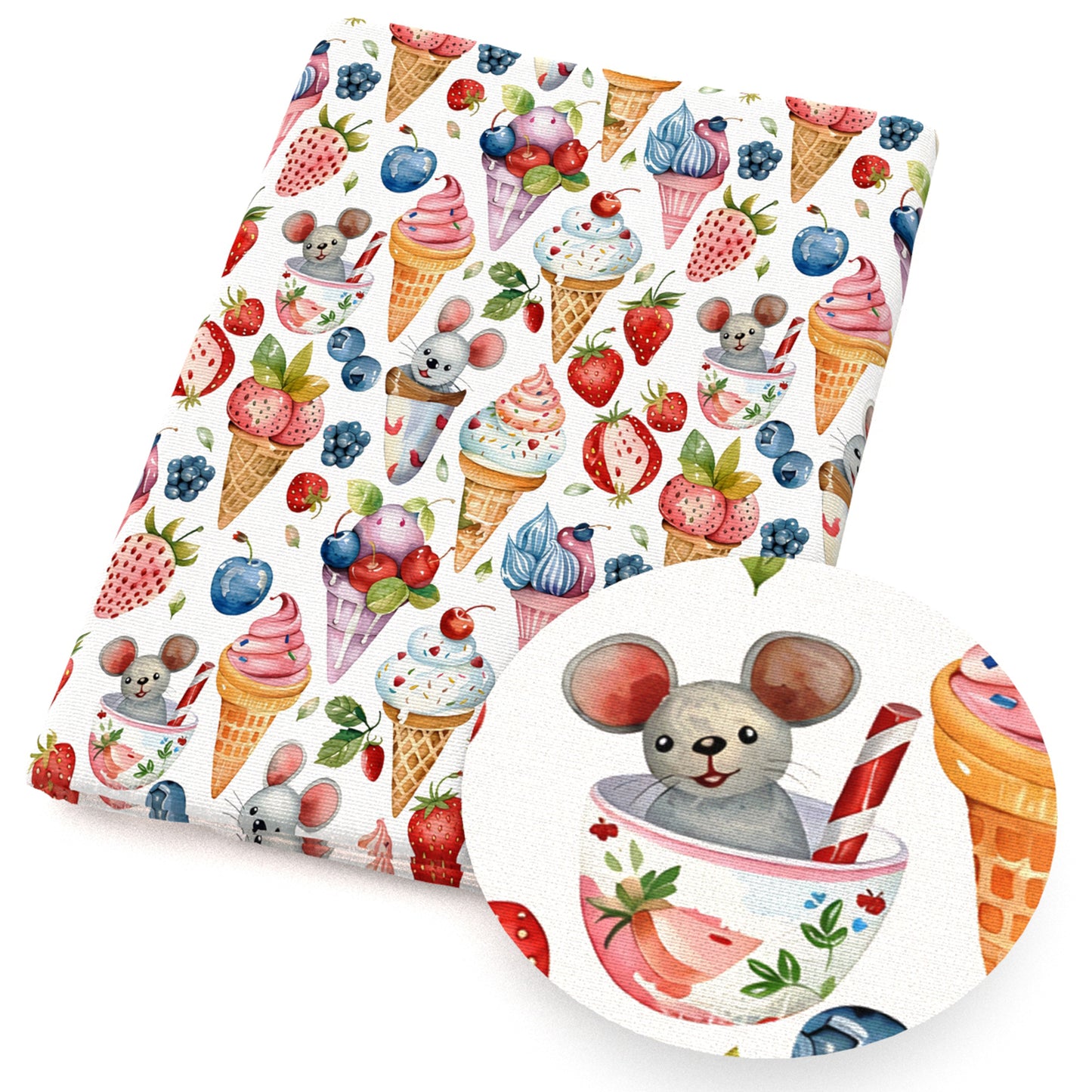 mouse cake cupcake ice creampopsicle blueberry strawberry fabric