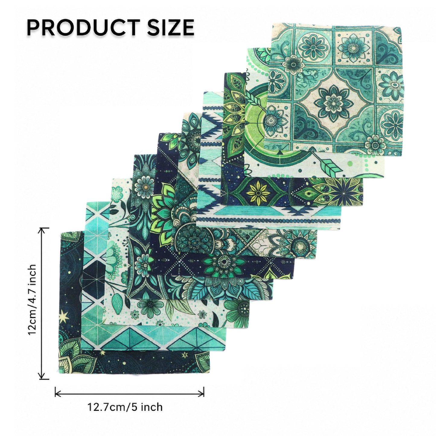 10Pc/Set Plaid Flower Green Series Fat Quarter Fabric, Pre-Cut Square Fabric Assort, Fabric Set, Craft Fabric, Handmade DIY Patchwork Fabric,Home Quilting Sewing Fabric, Packaging Fabric, Scrapbooking Craft Hobbyist