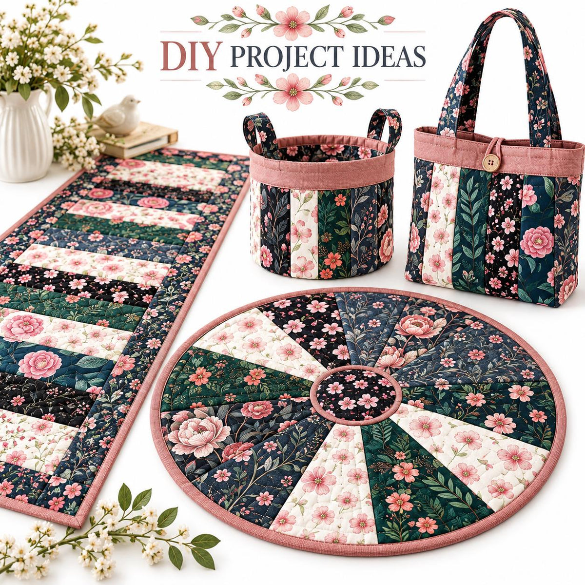 10pcs Vintage Floral Pattern Jelly Roll Fabric Strips 2.5X19.7inch Pre-Cut 100% Polyester For Patchwork Quilts, Table Runners, Placemats, Tote Bags, Storage Pouches, Makeup Bags, Coasters, Quilt Blocks & Binding