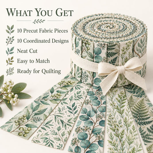10pcs Vintage Floral Leaf Pattern Jelly Roll Fabric Strips 2.5X19.7inch Pre-Cut 100% Polyester For Patchwork Quilts, Table Runners, Placemats, Tote Bags, Storage Pouches, Makeup Bags, Coasters, Quilt Blocks & Binding