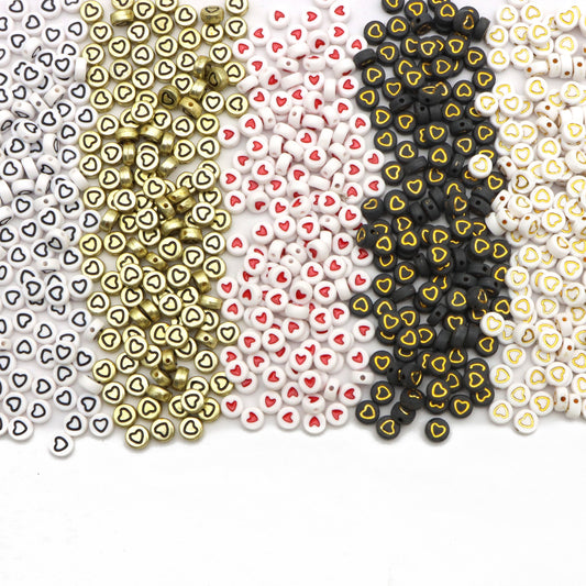 20g/pack Festive Love Heart Acrylic Beads Loose Spacer Beads for DIY Jewelry Making Accessories DIY Bracelet Necklace Chain Earrings Charm Bangle Decors Craft Pen Supplies