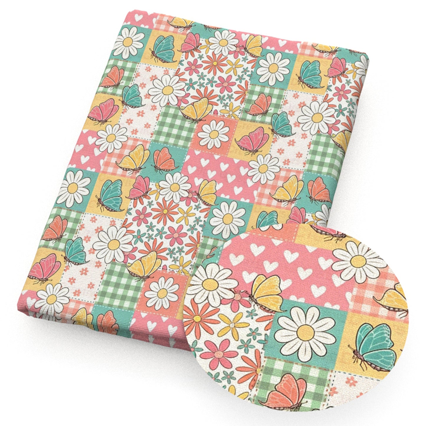 daisy flowerfloral plaid grid heart love butterfly fabric