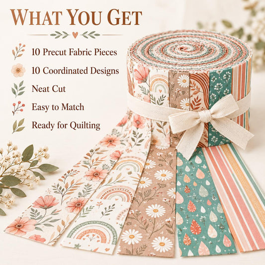 10pcs Vintage Floral Pattern Jelly Roll Fabric Strips 2.5X19.7inch Pre-Cut 100% Polyester For Patchwork Quilts, Table Runners, Placemats, Tote Bags, Storage Pouches, Makeup Bags, Coasters, Quilt Blocks & Binding