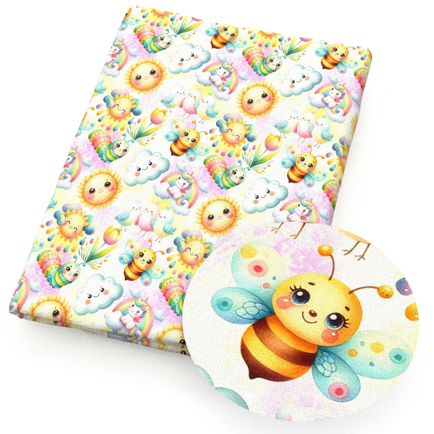 bee tulip bird unicorn rainbow cloud fabric