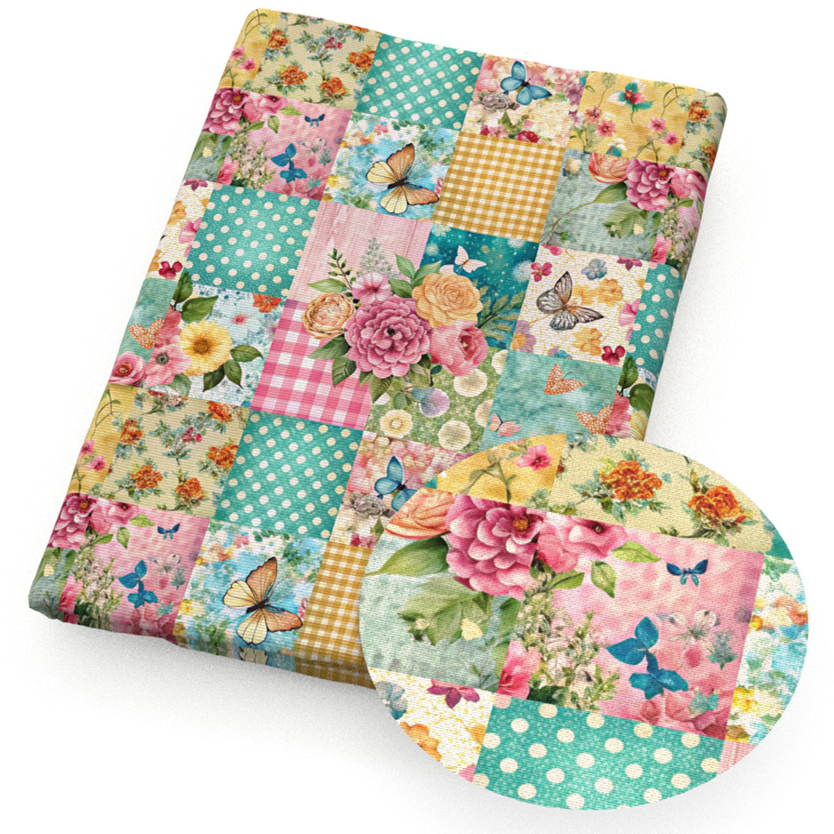 flowerfloral plaid grid butterfly fabric