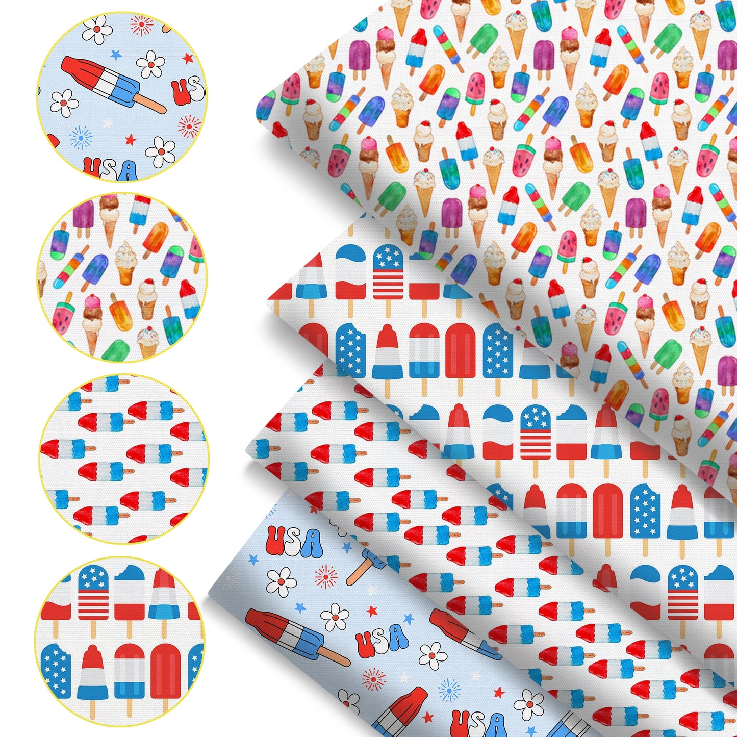 4Pc/set 7.87x7.87inch(20x20cm) Fourth of July Independence Day Precut Quilting Fabric Fat Quarter Fabric Bundle