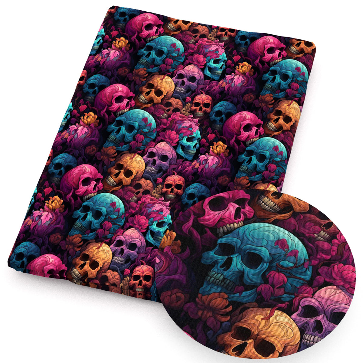 flowerfloral skull ghost skeleton bones halloween fabric
