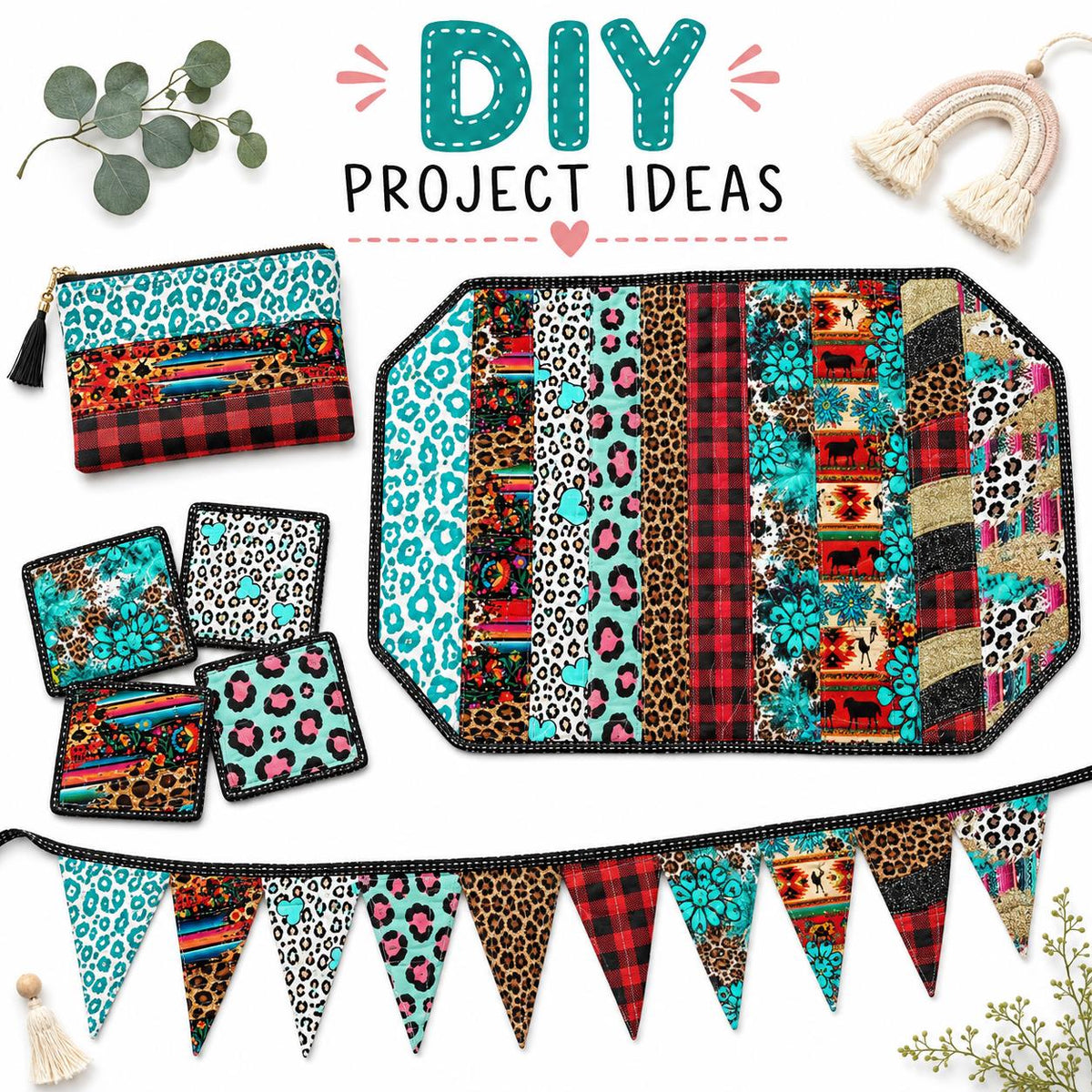 10Pc/Set, Making 10 Images 1pc Each, Each Size: 6.3*50cm Leopard Series Sliced Fabric Set Style Combination, Polyester Jelly Roll Fabric Strips, Pre-Cut Quilting Squares, For Quilting DIY, Handicrafts And Sewing, Blankets, Rugs, Interior Decoration, Home
