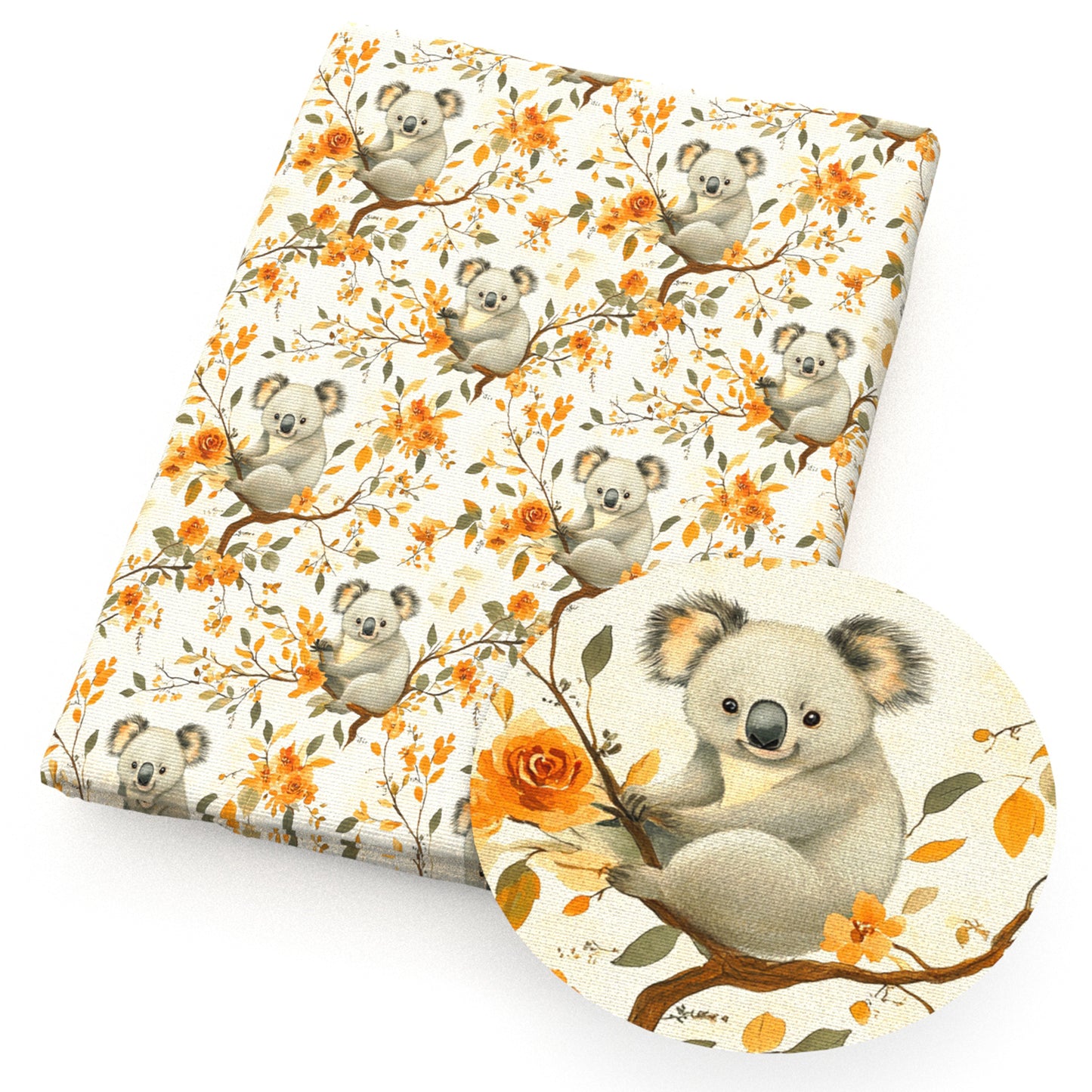 4Pc/set 7.87x7.87/19.68x17.7inch Koala series Precut Quilting Fabric Fat Quarter Fabric Bundle, Polyester Quilting Squares for Patchwork, DIY Crafts Projects, DIY Wallet Making