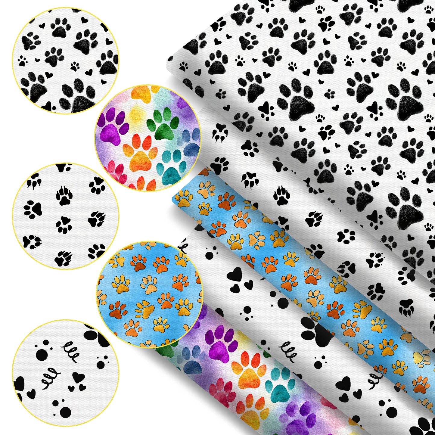 5Pc/set 7.87x7.87inch/19.68x17.7inch footprint series Precut Quilting Fabric Fat Quarter Fabric Bundle