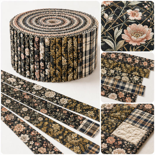 10pcs Vintage Floral Pattern Jelly Roll Fabric Strips 2.5X19.7inch Pre-Cut 100% Polyester For Patchwork Quilts, Table Runners, Placemats, Tote Bags, Storage Pouches, Makeup Bags, Coasters, Quilt Blocks & Binding