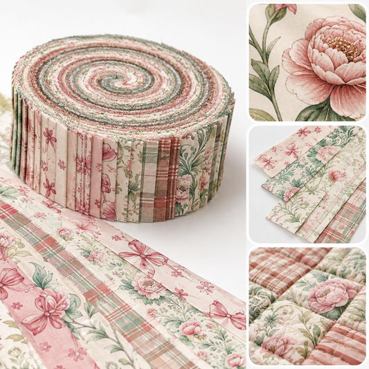 10pcs Vintage Floral Pattern Jelly Roll Fabric Strips 2.5X19.7inch Pre-Cut 100% Polyester For Patchwork Quilts, Table Runners, Placemats, Tote Bags, Storage Pouches, Makeup Bags, Coasters, Quilt Blocks & Binding