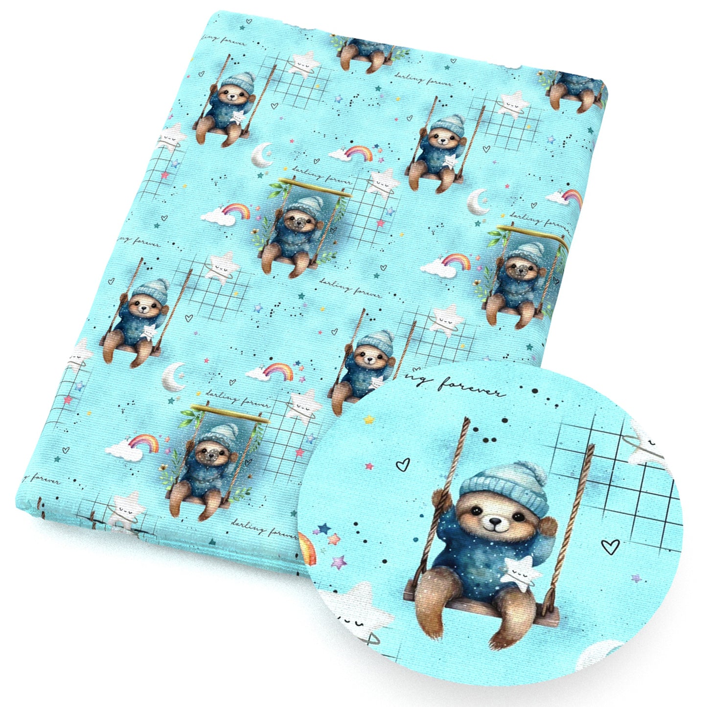 moon rainbow star starfish fabric